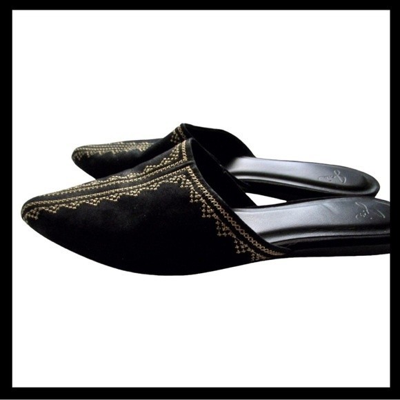 Joie Adia Mules  Embroidered Flats Shoes - Picture 3 of 6